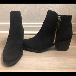 H&M Black Ankle Boots with Gold Hardware